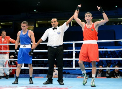 Conlan is declared the winner over Tayfur Aliyev.