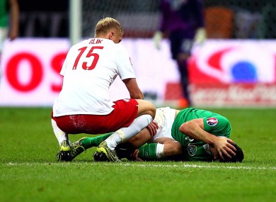 Long damaged ankle ligaments during the defeat in Poland.