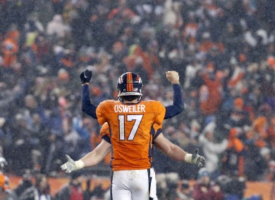 Brock Osweiler celebrates after leading the Broncos to a brilliant comeback.