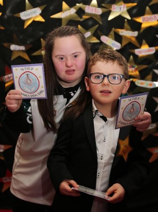 Matthew Gordon from Kilcock and Jennifer Malone from Clane at the launch of the St Raphael's Special Needs School CD.