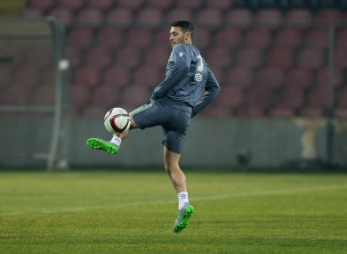 Wessi: Wes Hoolahan at squad training last night.