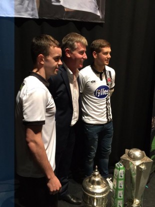 Benson and McEleney with manager Stephen Kenny this evening.