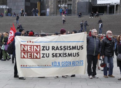 Protest outside the central station of Cologne, Western Germany