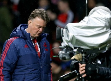 Manchester United manager Louis van Gaal walks away from the touchline after the final whistle, during the Emirates FA Cup, third round game against Sheffield United.