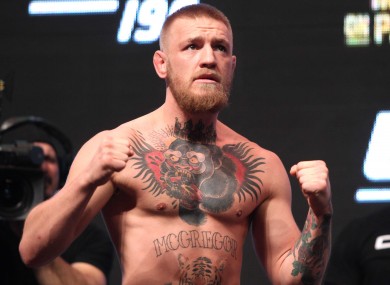 Conor McGregor at the weigh-ins ahead of UFC 196.
