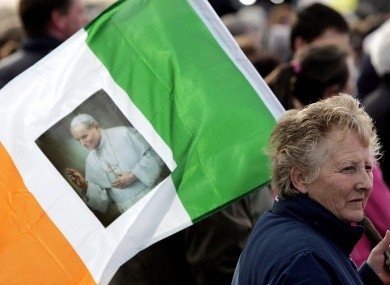 A scene from a sunset memorial service for Pope John Paul in the Phoenix Park in Dublin, 2005.