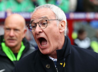 Ranieri shouts encouragement from the sideline.