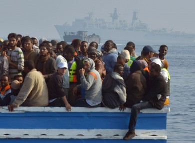 File photo of stranded migrant boat off the Libyan coast.