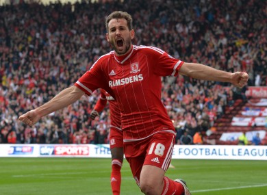 Middlesbrough's Christian Stuani celebrates his goal.
