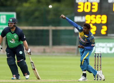 Eranga bowling during the first ODI in Dublin last Thursday.