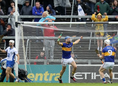 John McGrath celebrates scoring a goal for Tipperary