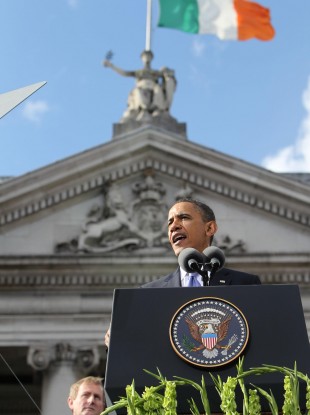 Obama speaks in College Green, Dublin in 2011.