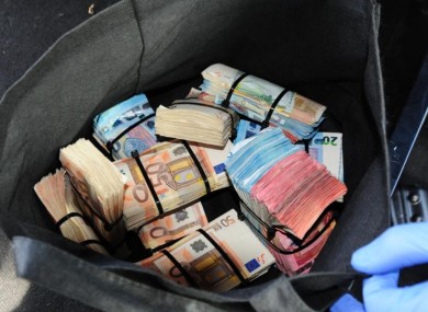 The cash was found hidden in a vehicle stopped by gardai.