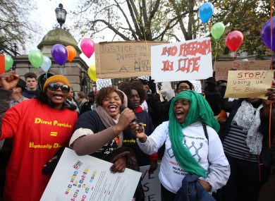 Protesters call for an end to direct provision at a demonstration in 2014