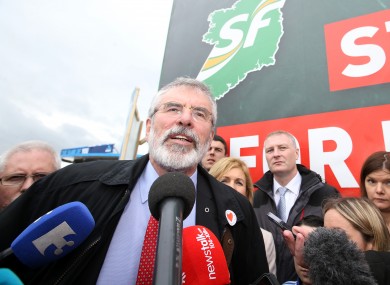 Sinn Fein leader Gerry Adams speaking to the media at the National Ploughing Championships at Screggan, Tullamore, Co Offaly today.