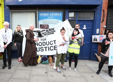 A protest outside the clinic yesterday.