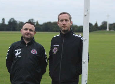 Bohemians President Matt Devaney (left) and Bohemians Youth Director Conor Emerson (right) at the Fifteen Acres site in Phoenix Park.