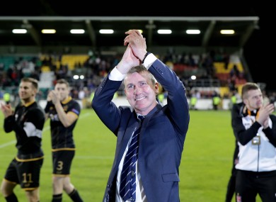 Stephen Kenny salutes fans at the final whistle.