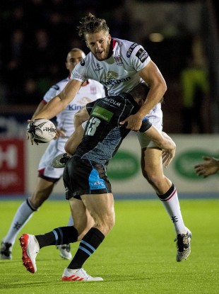 McCloskey in action against Glasgow: foot injury forced him off after 14 minutes.
