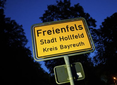 The town sign of Freienfels near Bayreuth, southern Germany.