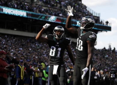 Dorial Green-Beckham celebrates as the Eagles hand the Vikings their first defeat of the season.