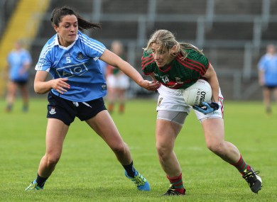 Sinead Goldrick and Cora Staunton in action for their counties in August.