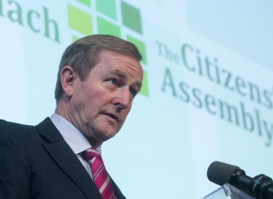 Taoiseach Enda Kenny addressing the inaugural meeting of the Citizens' Assembly in Dublin in October.