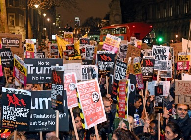 Scenes from the demonstration at Downing Street in London yesterday.