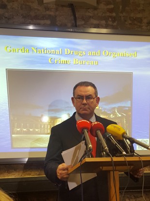 Detective Superintendent Tony Howard of the Drugs and Organised Crime Bureau at Dublin Castle this afternoon.