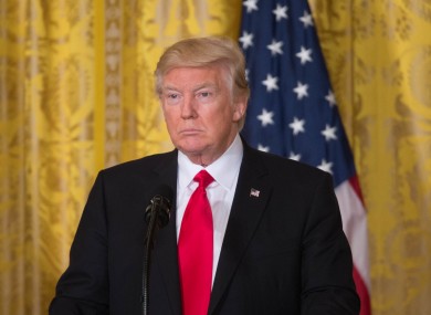 President Trump at a press conference in the White House.