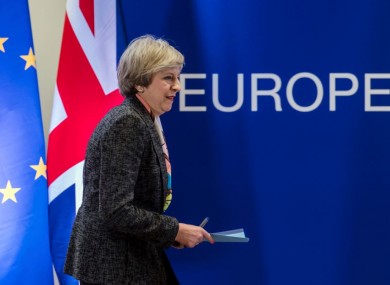 British Prime Minister Theresa May prepares to address a media conference at an EU summit in Brussels last week