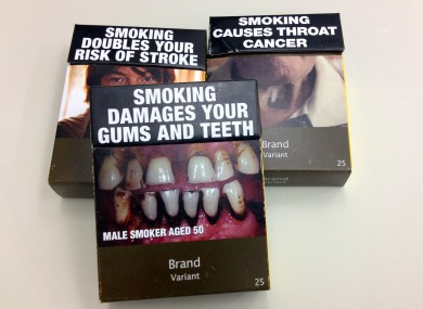 Some examples of standardised cigarette packs used in Australia
