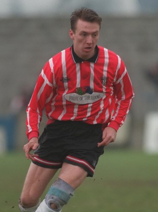 Coyle sporting the red and white of Derry City in 1996.