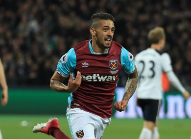 West Ham forward Manuel Lanzini