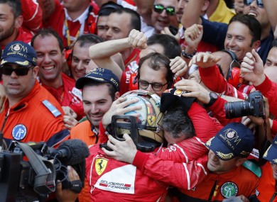 Vettel celebrates his win.