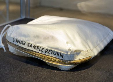 The Apollo 11 Contingency Lunar Sample Return Bag used by astronaut Neil Armstrong.
