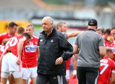 Cork boss Peadar Healy at their Munster final in Killarney.