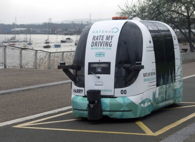 A driverless vehicle being tested in Greenwich, London.