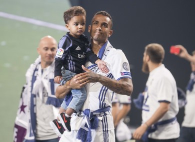 Danilo and his son after winning the Champions League with Real Madrid.