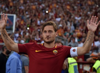 Totti saying goodbye to the Roma fans.