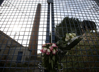 Flowers at the gates of a former Magdalene Laundry in Donnybrook, Dublin.