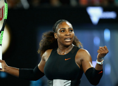 Serena Williams celebrates at the Australian Open.