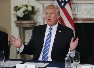 Donald Trump speaks to the media.