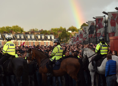 Police presence outside the Emirates Stadium prior to the match.