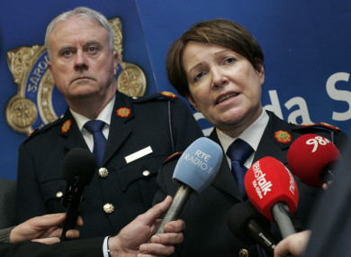 Acting Garda Commissioner, Donall O Cualain, with the former Garda Commissioner Noírín O'Sullivan.