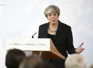 British Prime Minister Theresa May speaking in Complesso Santa Maria Novella in Florence, Italy.