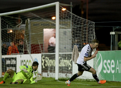 Bohemians' Keith Ward celebrates after scoring his second goal.