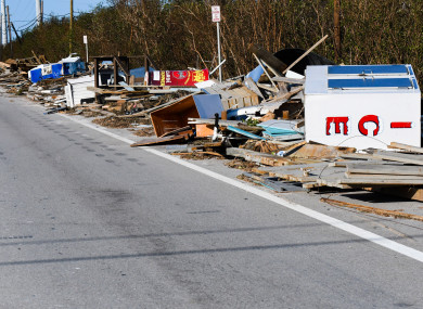 Debris along the highway in the Florida Keys.