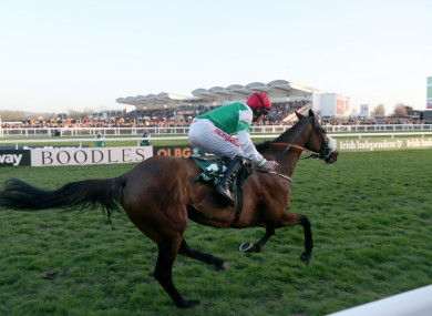 Fayonagh ridden by Jamie Codd on the way to winning the Weatherbys Champion Bumper during Ladies Day of the 2017 Cheltenham Festival last March.