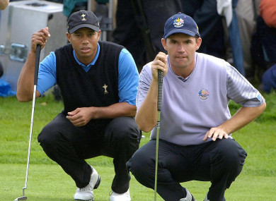 Woods and Harrington in Ryder Cup action back in 2006.